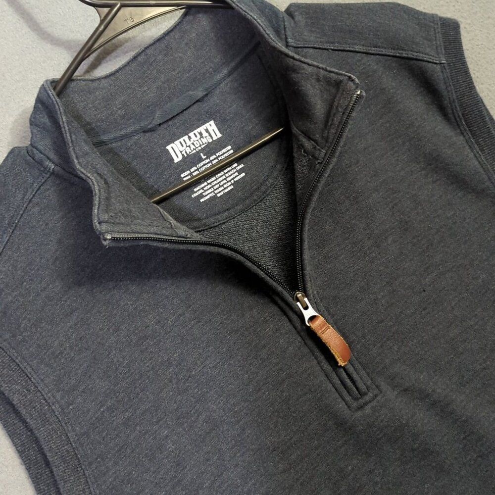 Duluth Trading Co Loophole Vest Men's L Blue 1/4 Zip Outdoor Preppy
